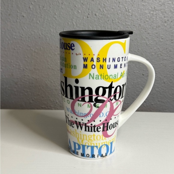 Jay Joshua NY Washington DC Neon Porcelain Travel Mug with Lid - Picture 3 of 6